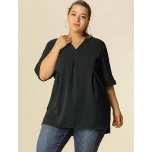 Plus Dip Hem Solid Blouse 5XL (22)